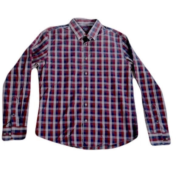 Untuckit Large Multi Color Plaid Long Sleeve Button Front Shirt - Picture 4 of 10